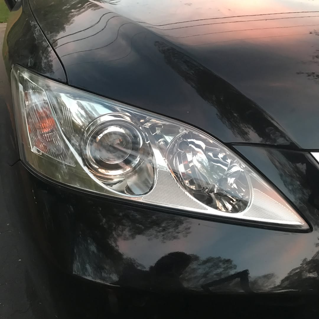 Restored headlight, polished crystal clear and sealed